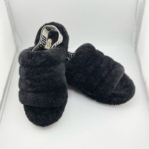 UGG Charcoal Fluffy Slides